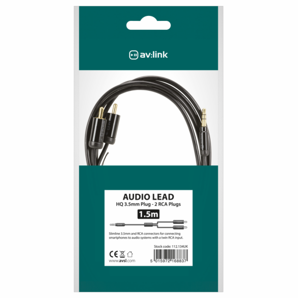 AV:link Precision kabel Jack 3.5mm stereo samec 2x RCA samec, 1.5m