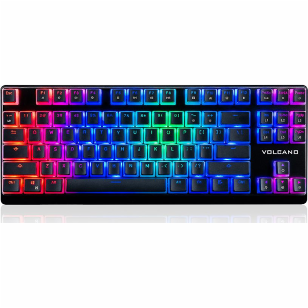 Modecom VOLCANO LANPARTY RGB Pudding mechanická herní klávesnice (OUTEMU Blue), LED podsvícení, USB, US layout, černá