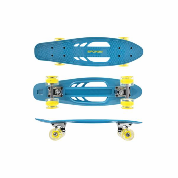 Spokey FISH Pennyboard se svíticími LED kolečky, modrý