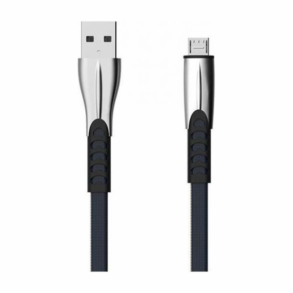 USB TYP-C CABLE 2.4A BLUE FLAT 2400mAh QUICK CHARGER QC 3.0 1M POWERLINE SMS-BW02 - METAL PLUGS