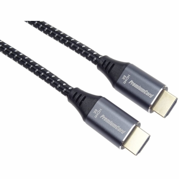 PREMIUMCORD Kabel HDMI 2.1 High Speed + Ethernet kabel 8K@60Hz, zlacené konektory, 0,5m