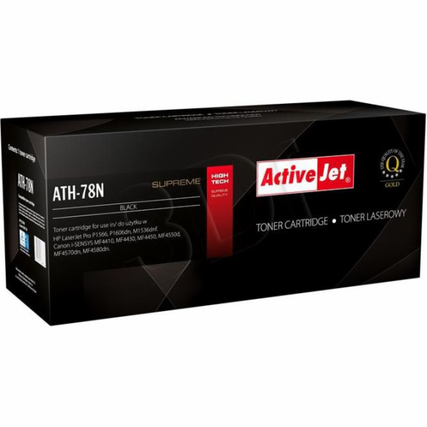 Activejet ATH-78N toner for HP printer; HP 78A CE278A Canon CGR-728 replacement; Supreme; 2500 pages; black