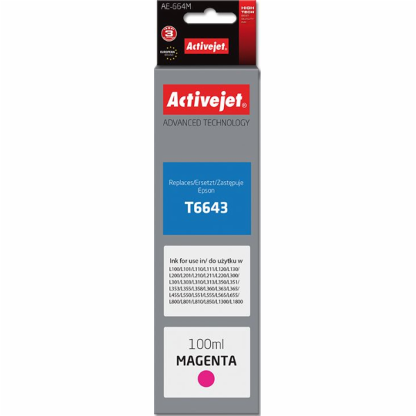 Activejet AE-664M ink (replacement for Epson T6643; Supreme; 100 ml; magenta)