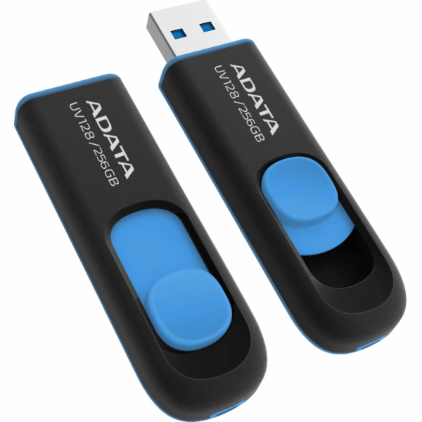 A-Data ADATA Flash Disk 256GB UV128, USB 3.1 Dash Drive (R:90/W:40 MB/s) černá/modrá AUV128-256G-RBE