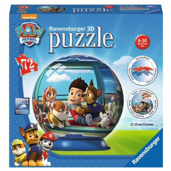 Puzzle 72 elementy 3D Kula, Psi Patrol
