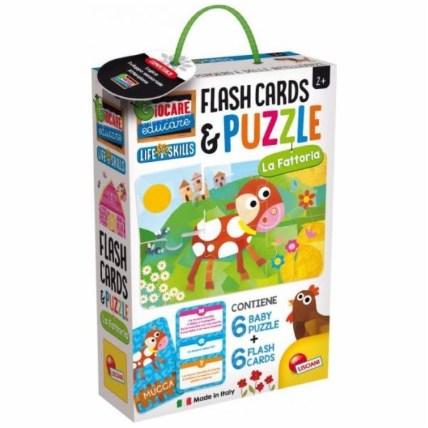 Zábavné a vzdělávací puzzle Lisciani Děti a kartičky - Farma 72699