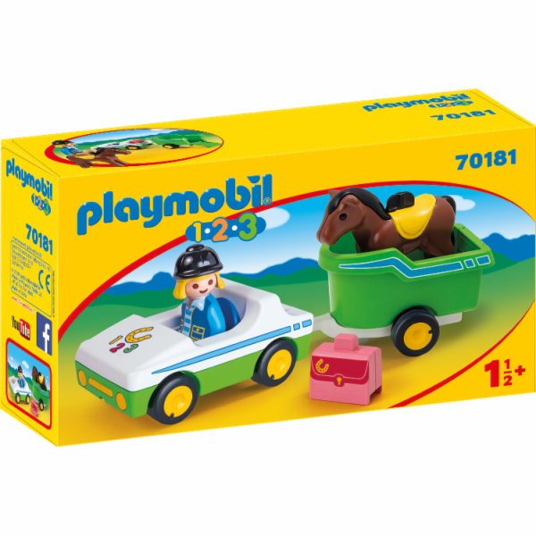 Auto s přívěsem pro koně Playmobil, 1.2.3, 5 dílků