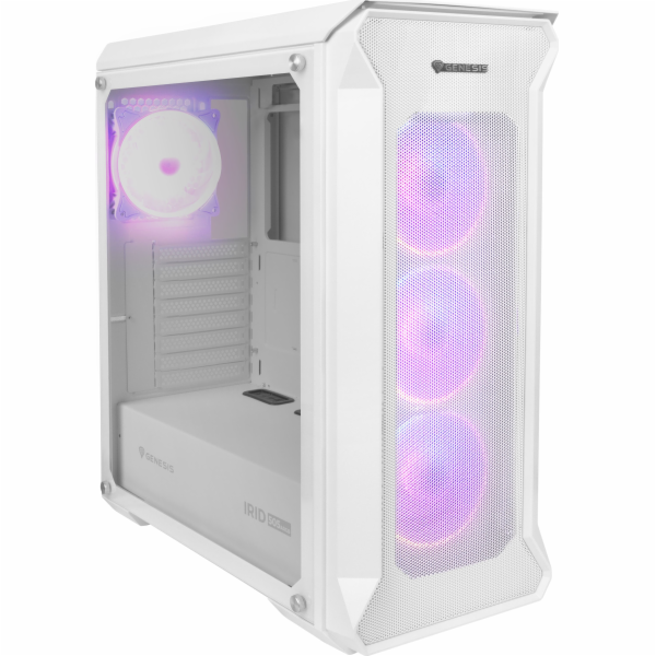 Počítačová skříň Genesis IRID 505 ARGB WHITE MIDI TOWER (USB 3.0), 4x 120mm ventilátory