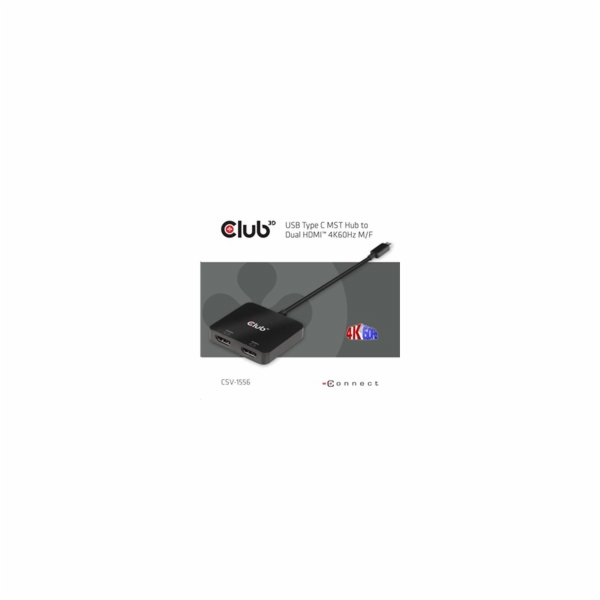 Club3D Video hub MST (Multi Stream Transport) USB-C 3.2 na HDMI 2.0, Dual Monitor 4K60Hz