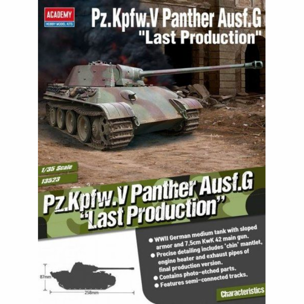 Akademie plastový model pz.kpfw.v Panther ausf.g pozdní výroba