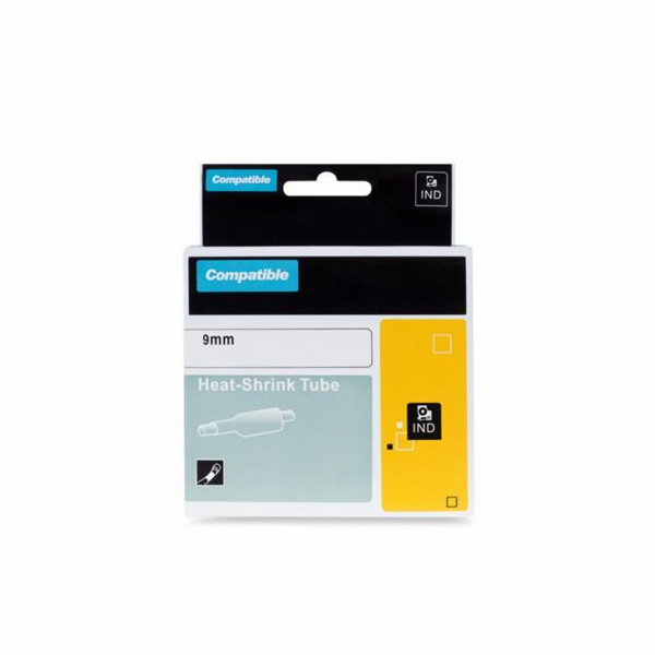 PRINTLINE kompatibilní páska s DYMO 18053, 9mm, 1, 5m, černý tisk/bílý podklad, RHINO, bužírka