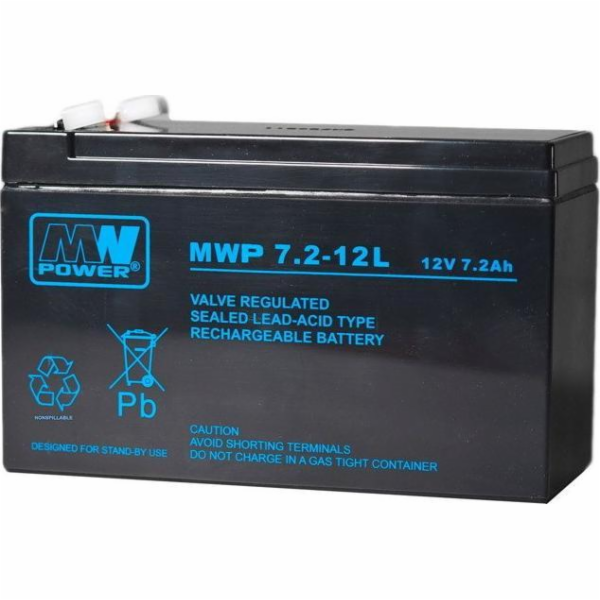 MPL MW POWER MWP 7.2-12L UPS battery Lead-acid accumulator VRLA AGM Maintenance-free 12 V 7 2 Ah Black