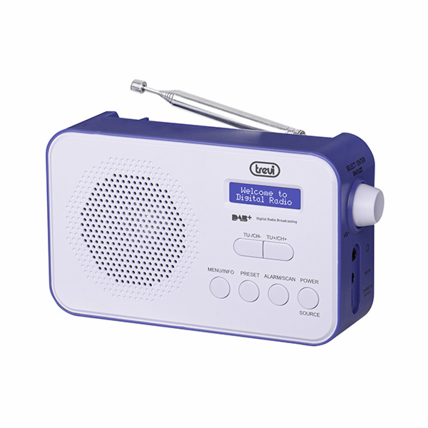 Rádio Trevi, DAB 7F92 R BLU, přenosné, DAB+/FM, displej Dot Matrix, alarm, hodiny, dobíjecí lithiová baterie