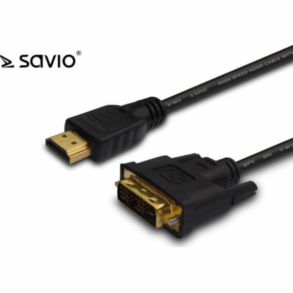 Kabel HDMI SAVIO CL-139 HDMI AM 19pin - DVI-D M 18+1 4Kx2K 1,8m