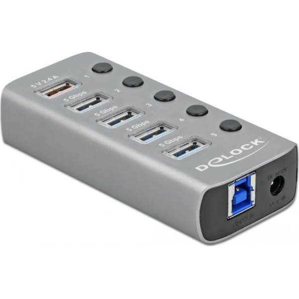 Delock USB 3.2 Gen 1 Hub mit 4 Ports + 1 Schnellladeport, USB-Hub 63262