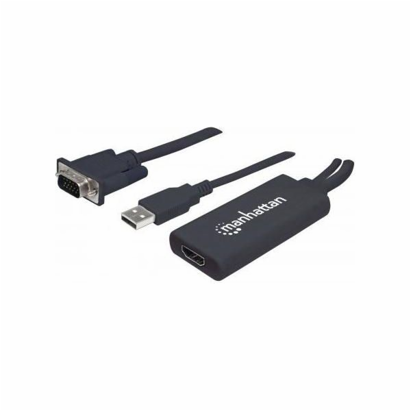 Kabel Manhattan HDMI - D-Sub (VGA) + USB-A 0.3m czarny (152426)