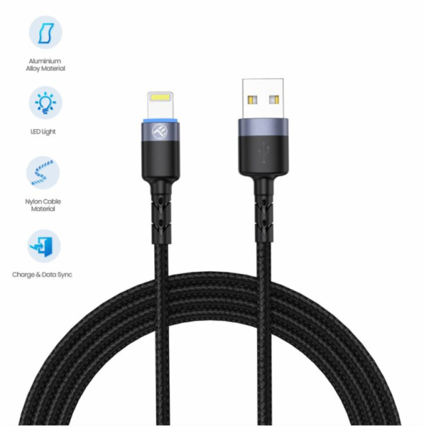 Tellur Data cable USB to Lightning with LED Light, 2m black