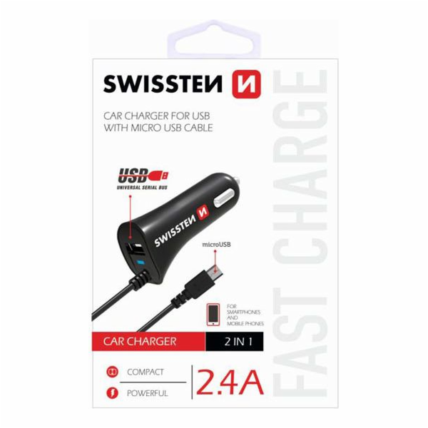 Swissten Cl Autonabíječka Micro Usb A Usb 2,4A Power