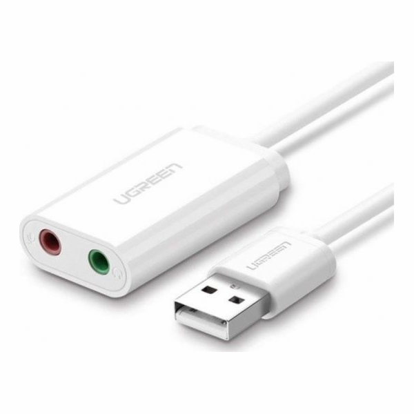 UGREEN USB-A To 3.5mm External Stereo Sound Adapter White 15cm