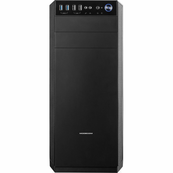 Modecom PC herní skříň OBERON PRO LE BLACK MIDI, 2x USB 3.0, 2x USB 2.0, audio HD, černá, bez zdroje