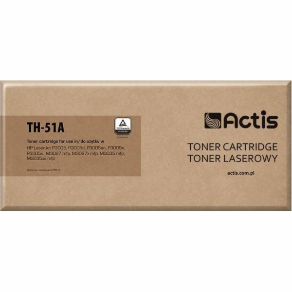 Actis TH-51A Printer Toner cartridge HP Compatible for HP 51A Q7551A; Standard; 6500 pages; black.