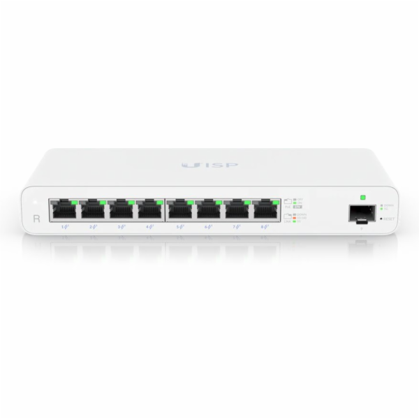 Ubiquiti UISP Router - 8x Gbit RJ45 port, 1x SFP port, 8x PoE Out 27V, fanless, (PoE budget 110W)