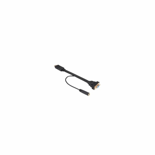 AKASA kabel HDMI na VGA, s audio kabelem, 20cm, černý