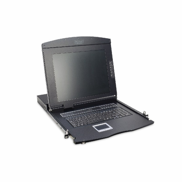 DIGITUS modularized 43.2cm 17inch TFT console with 8 port KVM US keyboard RAL 9005 black color