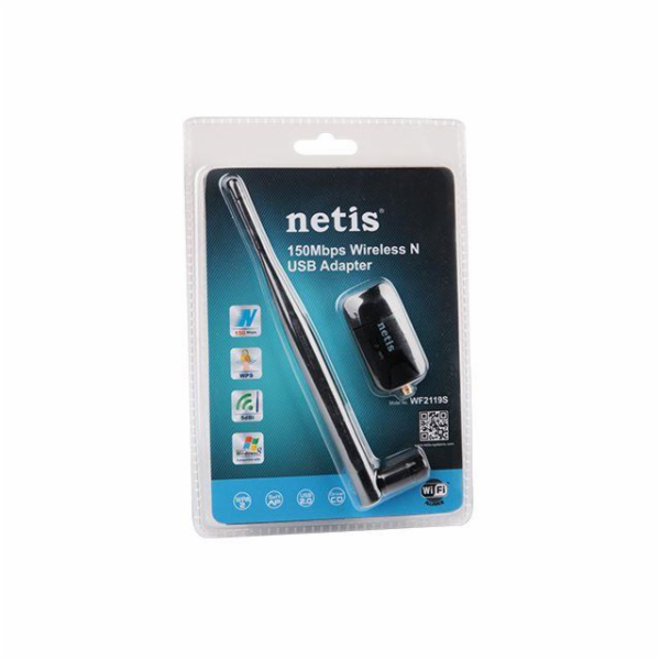 STONET by NETIS WF2119C USB Adapter / 802.11b/g/n / 150Mb / 2.4GHz / USB2.0 / černý
