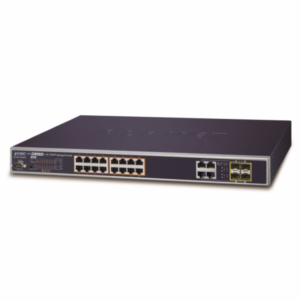 Planet WGSW-20160HP L3 switch, 16x1Gb, 4x1Gb SFP, 16x PoE 802.3at 220W