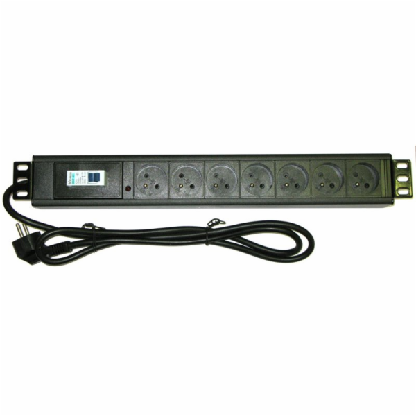 XtendLan 19 rozvodný panel 7x 230V, ČSN, s nadproudovým jističem/vypínačem