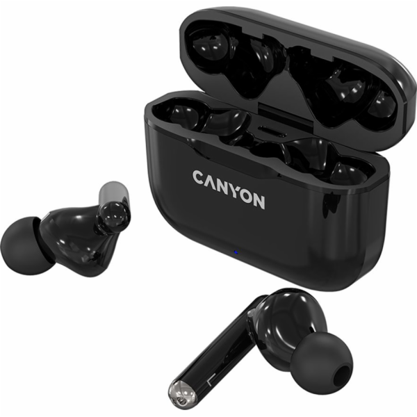 Canyon CNE-CBTHS3 CANYON TWS-3 Bluetooth sportovní sluchátka s mikrofonem, BT V5, nabíjecí pouzdro 300mAh, cerná