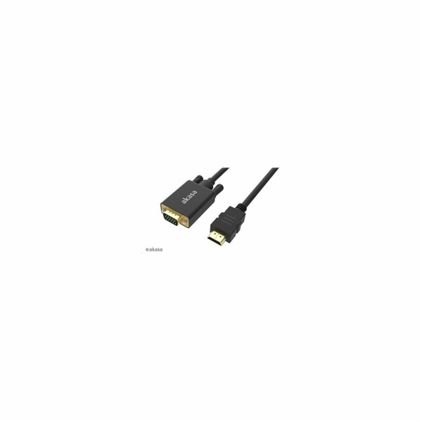 AKASA kabel HDMI na VGA, pozlacené konektory, 2m