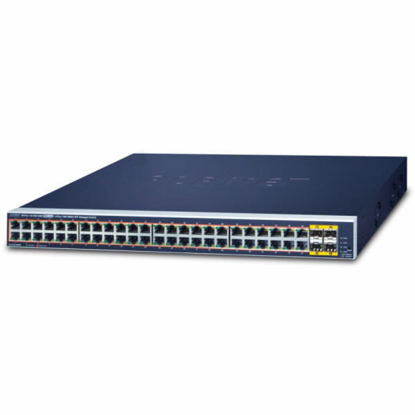 Planet GS-4210-48P4S Planet GS-4210-48P4S PoE switch L2/L4, 48x 1000Base-T, 4x SFP, Web/SNMPv3, extend 10Mb/s, 802.3at 600W