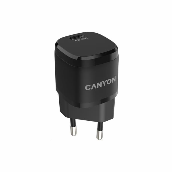 CANYON nabíječka do sítě H-20-05, 1x USB-C PD 20W, černá