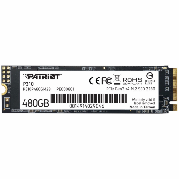 Patriot P310 480GB, P310P480GM28 PATRIOT P310/480GB/SSD/M.2 NVMe/3R