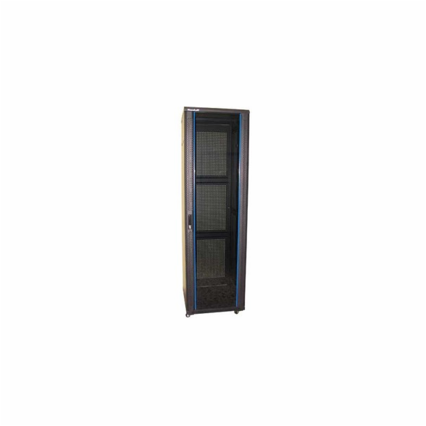 XtendLan 47U/800x800 stojanový, černý, skleněné dveře, perforovaná záda