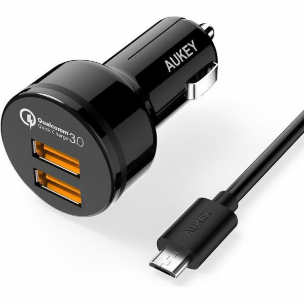 AUKEY auto nabíjecka 36W cerná 2-port USB-type A CC-T8