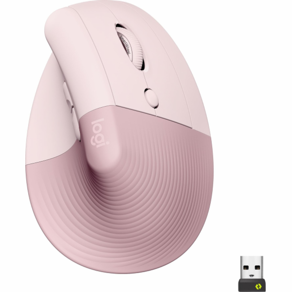 Logitech Lift Vertical Ergonomic Mouse - Dark Rose Vertikální myš, optická, 6 tlačítek, bezdrátová, Bluetooth