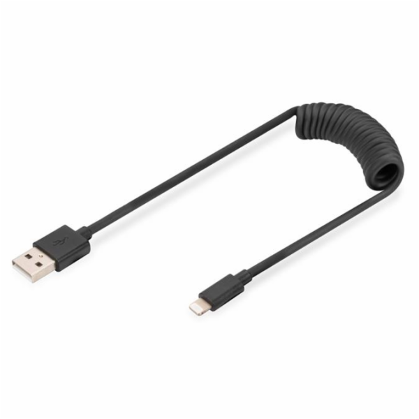 Digitus AK-600433-006-S USB A na Lightning Spirálový MFI C89 TPU USB 2.0, PD20W Max. DIGITUS Kabel USB A na Lightning Spirálový MFI C89 TPU USB 2.0, PD20W Max.