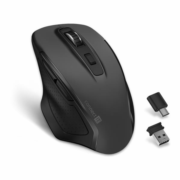 CONNECT IT Dual SmartSwitch bezdrátová myš, USB-A + C (+1x AA baterie zdarma), šedá