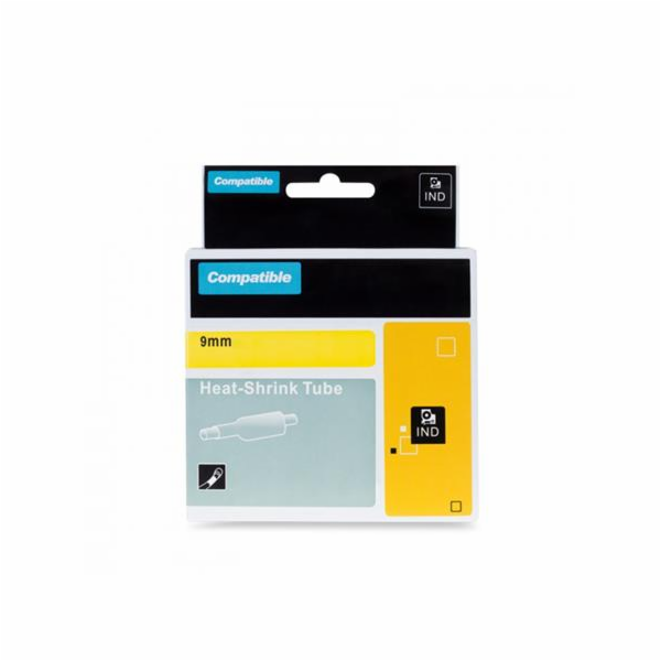 PRINTLINE kompatibilní páska s DYMO 18054, 9mm, 1,5m, černý tisk/žlutý p., RHINO, bužírka
