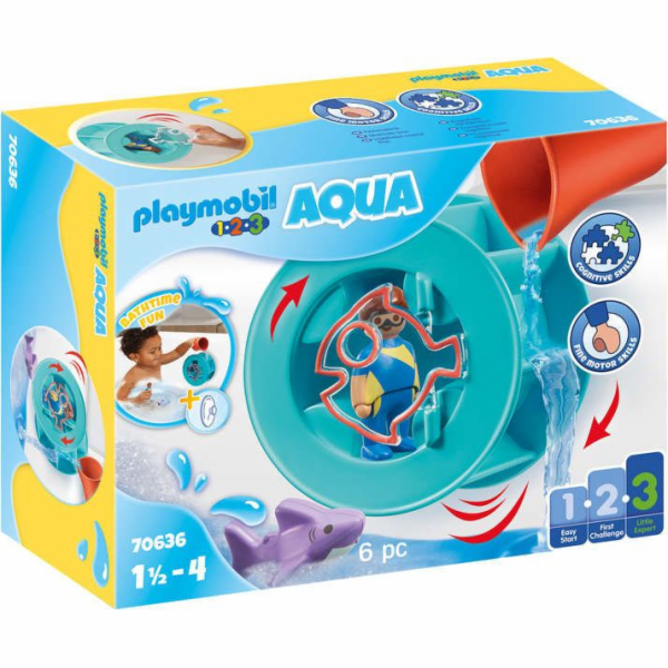 70636 1.2.3 AQUA Wasserwirbelrad mit Babyhai, Konstruktionsspielzeug