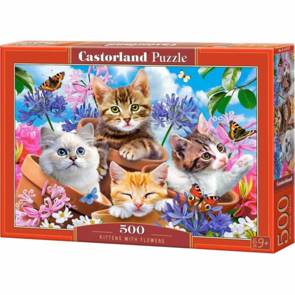 Puzzle 500 dílků Kočky v květinách