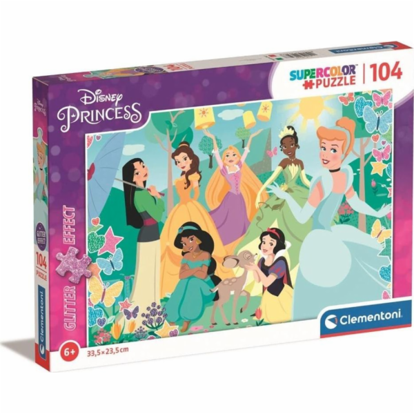 Puzzle se třpytkami 104 prvků, Disney princezny