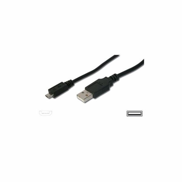 PremiumCord Kabel micro USB 2.0, A-B 3m