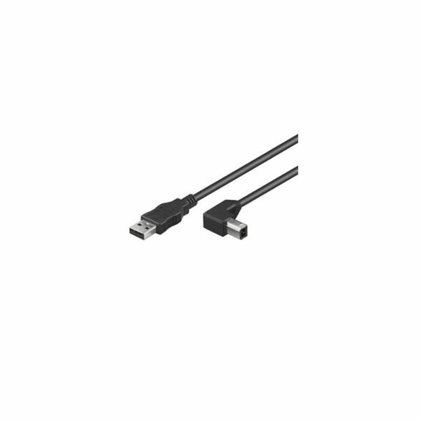 PREMIUMCORD Kabel USB 2.0 A-B propojovací 1m - zahnutý B konektor 90°