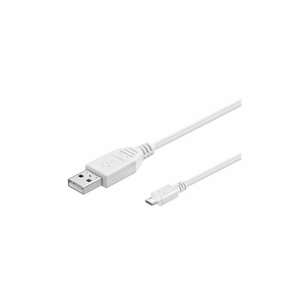 PremiumCord Kabel micro USB 2.0, A-B 20cm, bílá