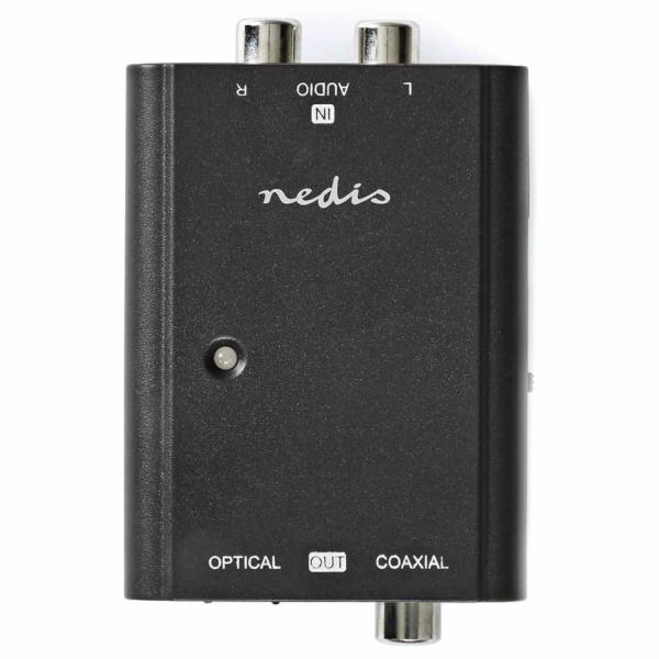 NEDIS převodník stereofonního zvuku na digitální/ 1cestný/ 2x zásuvka RCA (Stereo)/ zásuvka RCA + zásuvka Toslink/ černý
