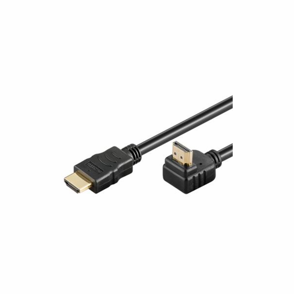 PremiumCord HDMI High Speed+Ethernet kabel, zlacený zahnutý konektor 90° 5m